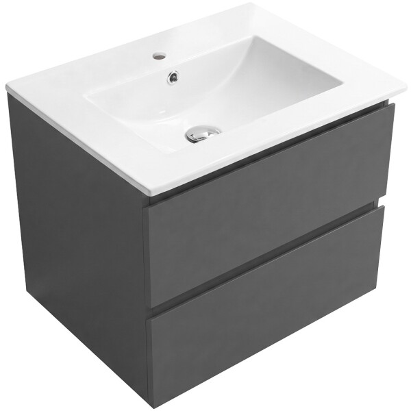 CERANO - Koupelnová skříňka Carole - antracitová + keramické umyvadlo Todo - bílá lesklá - 61x50x46,5 CER-087746