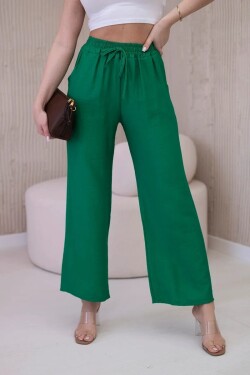 Viskózové široké zelené kalhoty