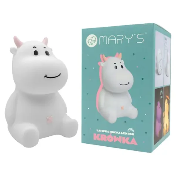 Mary's LED silikonová noční lampička RGB - kravička, růžová (MW20537)