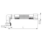 NOVASERVIS - Plynová připojovací hadice s kolínkem 1/2" MM-1,25m WGK1250