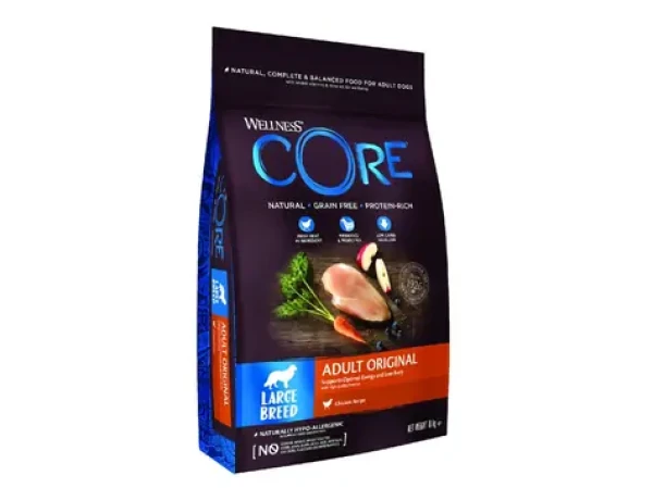 Wellness Core Dog Original Adult Large kuře 10kg / Krmivo pro dospělé psy velkých plemen (076344107996)