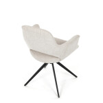 Židle jídelní, krémová látka, 360° vratný mechanismus, černý kov