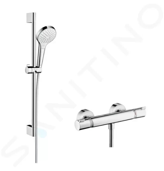 HANSGROHE - Croma Select S Sprchový set Vario s termostatem, 3 proudy, sprchová tyč 650 mm, bílá/chrom 27013400