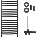 CERANO Koupelnový radiátorový set Paolo - ústřední vytápění - boční jednobodové připojení - 604W - černá matná - 1090x550 mm