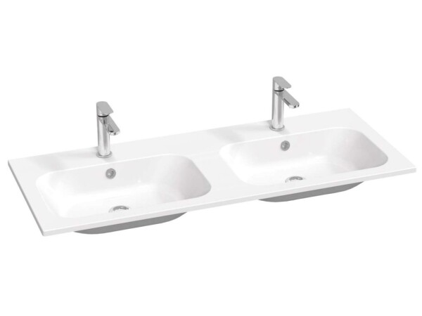 RAVAK - Chrome Slim Dvojumyvadlo 120x49 cm, s přepadem, 2 otvory pro baterii, bílá XJG01112001