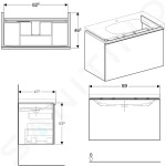 GEBERIT - Acanto Skříňka pod umyvadlo 900 mm, lávová 500.612.JK.2