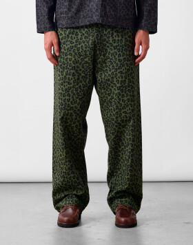 Service Works Patterned Easy Chef Pants Green Leopard L