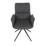 Židle jídelní, šedá látka, 360° vratný mechanismus, černý kov
