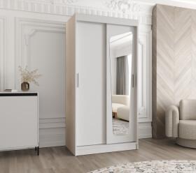 Šatní skříň Abi Moka Rozměry: 100 cm, Barva korpusu + barva dveří: Bílá + Bílá