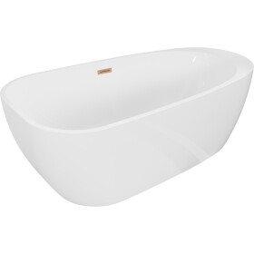 MEXEN/S - Giada volně stojící vana 170 x 90, bílá lesk, sifon a přepad měď kartáčovaná 52741709000-65