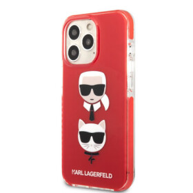 Pouzdro Karl Lagerfeld TPE Karl and Choupette Heads iPhone 13 Pro Red