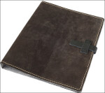 Kožený šanon - kůže hnědá tmavá semiš