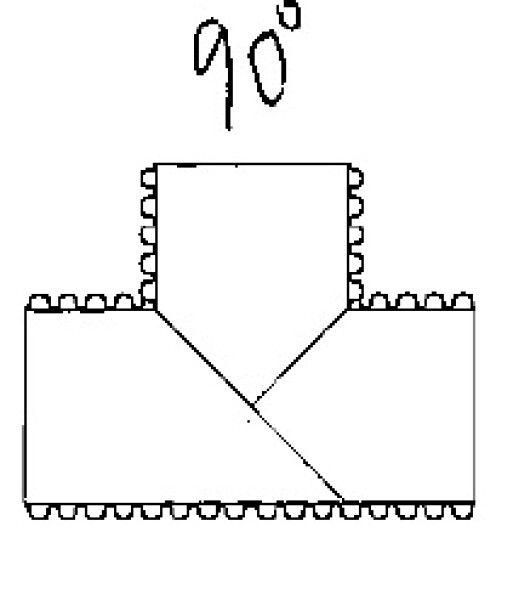 MIDAS Korugované odbočka PE DN 315 - 90°, bezhrdlá, bez těsnění