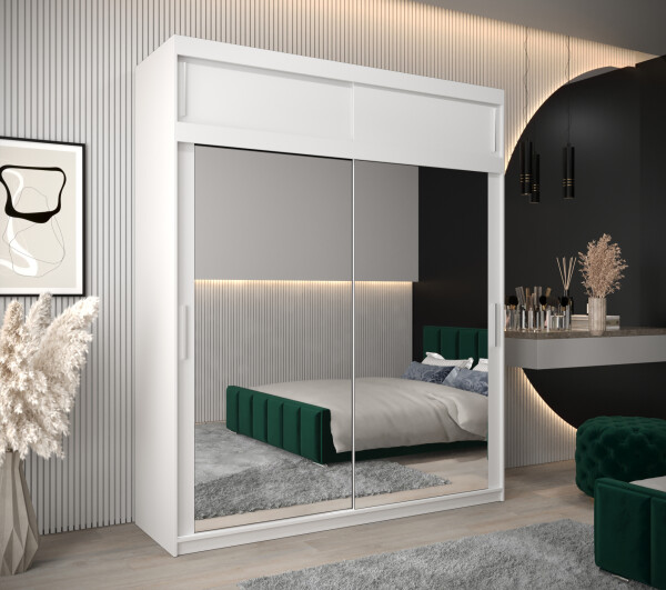 Šatní skříň Abi T3 s nástavcem Barva korpusu: Bílá, Rozměry: 200 cm, Dveře: Bílá