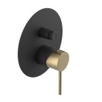 SAPHO - ULTRAMIX podomítková sprchová baterie, 2 výstupy, černá mat/zlato mat UT042BG