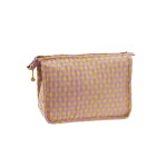 MADAM STOLTZ Prošívaná kosmetická taštička Pink/Yellow Dots, růžová barva, textil