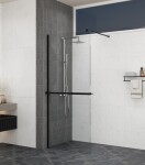 Erga Paris, polička/držák na ručníky pro sprchovou zástěnu (max. 140cm), černá matná, ERG-V02-PARIS-SHELF-BK