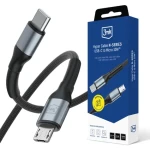 3mk Hyper kabel N-SERIES USB-C na Micro 1m 5V/2A 10W černá / Datový kabel / QC 3.0 / nylonový oplet (5903108739214)