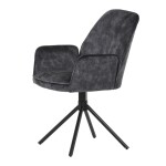 Židle jídelní a konferenční, černá látka v dekoru žíhaného sametu, kovové černé nohy