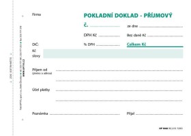 Příjmový doklad jedn., s DPH, A6, 100 l., NCR