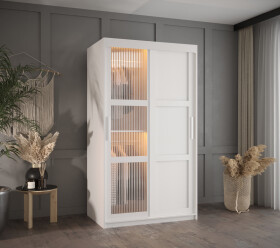 Šatní skříň Abi Flutes 3 Rozměry: 100 cm, Barva korpusu + barva dveří: Bílá + Bílá