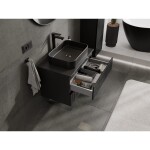 MEXEN/S - Rivel koupelnová skříňka pod umyvadlo 70 cm s deskou, 2 zásuvky, reliéf , černá mat 91A20-07047-2-BFFC71