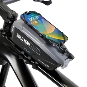 WILDMAN FK6 šedo-černá / Brašna na rám kola / Voděodolná / Zip / Pro telefon a doplňky (FK6)