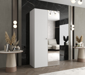 Šatní skříň Abi Parma 2 Rozměry: 100 cm, Pásky / úchyty: Kašmír, Barva korpusu + barva dveří: Bílá + Bílá
