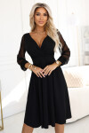 Elegantní midi šaty 657-1 černé - Numoco L