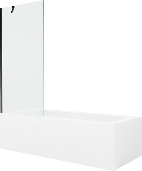 MEXEN/S - Vega obdélníková vana 160 x 70 cm s panelem + vanová zástěna 80 cm, transparent, černá 550116070X9508000070