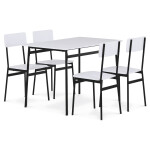 Jídelní set s 4 židlemi, 110x70x76cm, mdf, bílá, AUT-O2155 WT