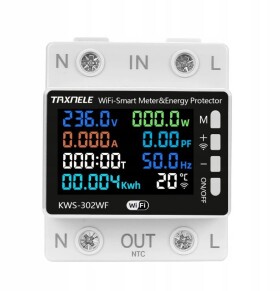 Wifi chyrý ochranný spínač s měřením spotřeby na DIN lištu s displejem - TUYA, SmartLife, 63A, 230VAC, V, A, W, kWh, °C