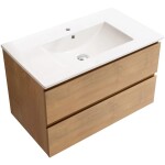 CERANO Koupelnová skříňka Carole + keramické umyvadlo Todo - dub medový - 101x50x46,5 cm
