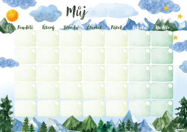 Měsíční plánovač A4 - Hory