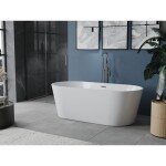 MEXEN/S - Luna vana volně stojící 160 x 75, bílá, sifon a přepad grafit metal 52031607500-95