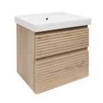 Koupelnová skříňka 2 zásuvková s umyvadlem Naturel Savona 58x53x44,8 cm dub Halifax mat SAVONA260DHU1 SAVONA260DHU1