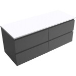 CERANO Koupelnová skříňka Carole - antracitová + deska z lit. mramoru Elanys - 12 mm - bílá matná - 160x49,2x46 cm
