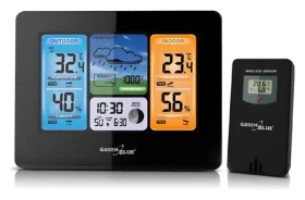 GreenBlue GB526 černá / Meteostanice / Barevný displej / Fáze měsíce / Vnitřní a venkovní teploměr (GB526)