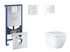 GROHE - Rapid SLX Set předstěnové instalace, klozetu, sedátka SoftClose a tlačítka Arena Cosmopolitan, Triple Vortex, alpská bílá SANI11BB3108