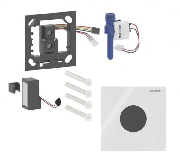 GEBERIT - Elektronické ovládání splachování pisoárů typ 40, bateriové napájení, Bluetooth, sklo/bílá 116.034.SI.1