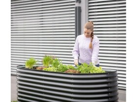 Kovový vyvýšený záhon – Grow Faster (d. 240 cm x š. 80 cm x v. 82 cm), černý