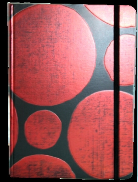 Zápisník gumičkou A5 145x210 mm černý červenými koly