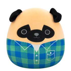 Plyšový mazlíček Squishmallows Mops ve flanelové košili - Prince, 30 cm