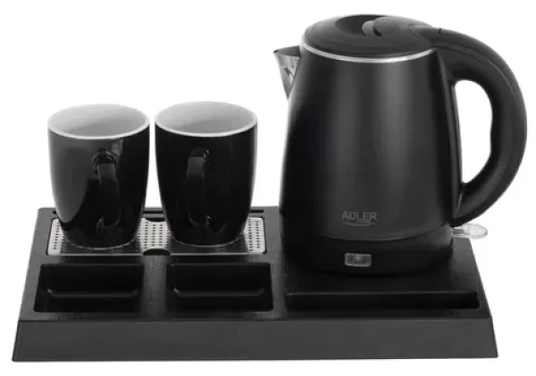 Adler AD 1387 černá / Hotelový set s konvicí / 1 L / 1300 W / 2 šálky (AD 1387)