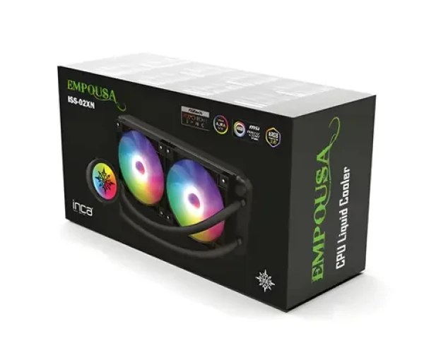 INCA Empousa ISS-02XN černá / Vodní chladič CPU / 2x 120 mm / ARGB / 1800 RPM / PWM / pro Intel AMD (ISS-02XN)