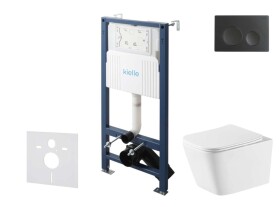 Kielle - Genesis New Set předstěnové instalace, klozetu Arkas I, Vortex Rimless+, sedátka softclose a tlačítka Gemini New I, matná černá 30528SS75