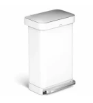Simplehuman Pedálový odpadkový koš – 45 l / bílá ocel/ kapsa na sáčky (CW2027)