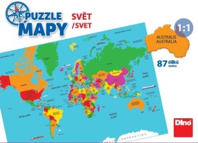 Puzzle Mapy Svět 82 dílků - Dino