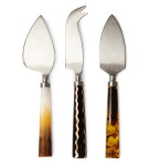 HK living Set nerezových nožů na sýr Havana – 3 ks, hnědá barva, kov, pryskyřice