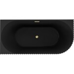 MEXEN/S - Gia volně stojící rohová vana reliéf levá 170 x 80, černá mat, sifon a přepad zlatá kartáčovaná 52701708071L-55